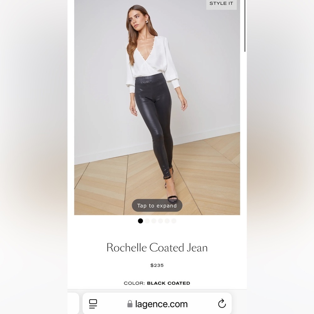 L’AGENCE Rochelle high rise pull on skinny pants Denim Blue with sheen size S